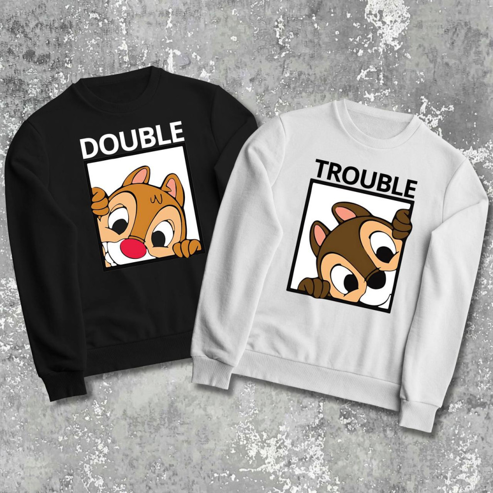 Парні світшоти з принтом - DOUBLE\TROUBLE!