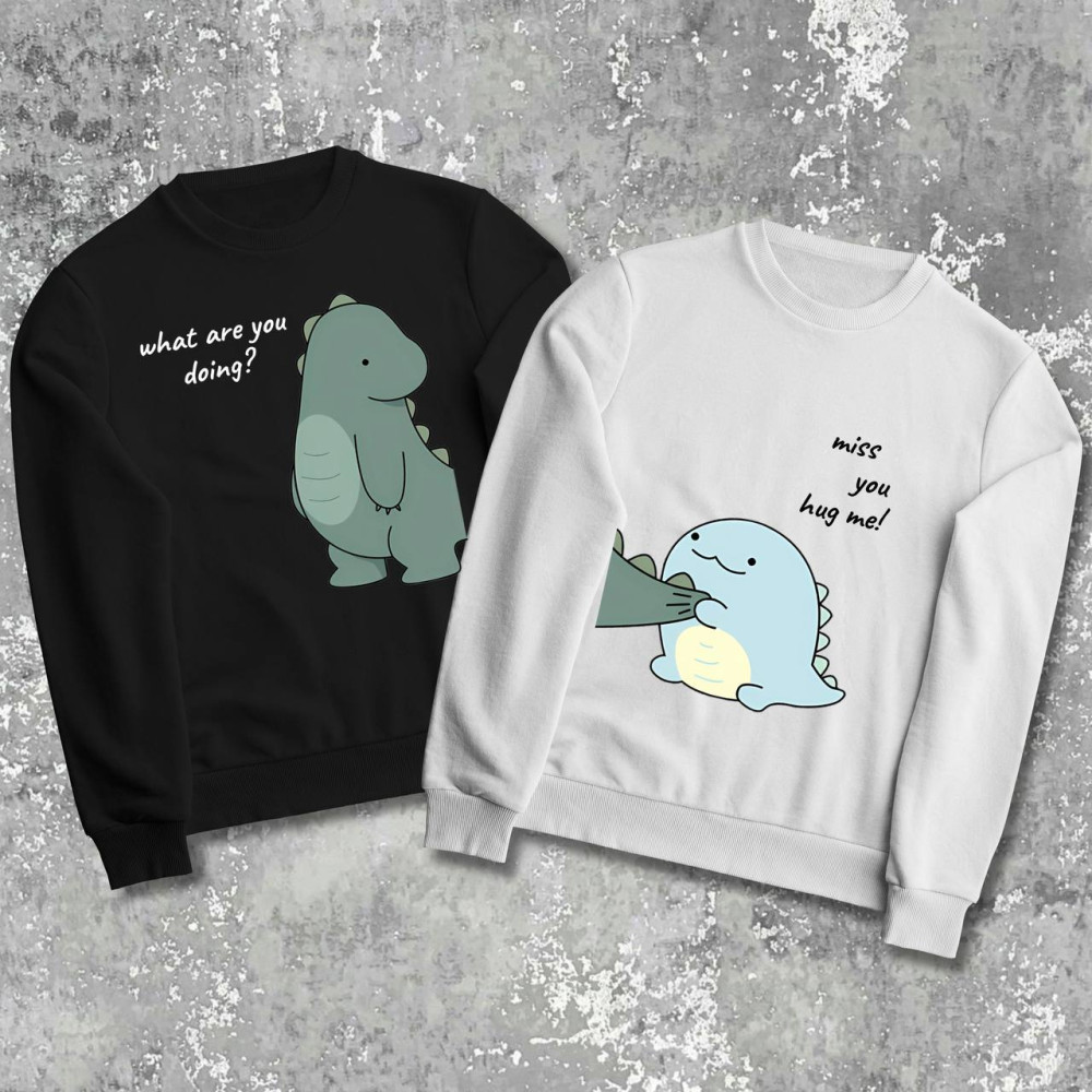 Парні світшоти з принтом -  What are you doing?