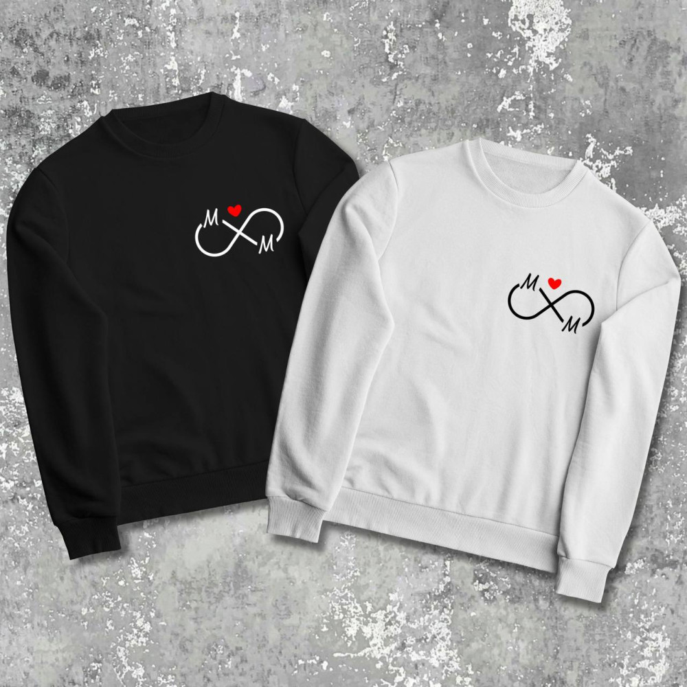 Парные свитшоты с принтом - Love!