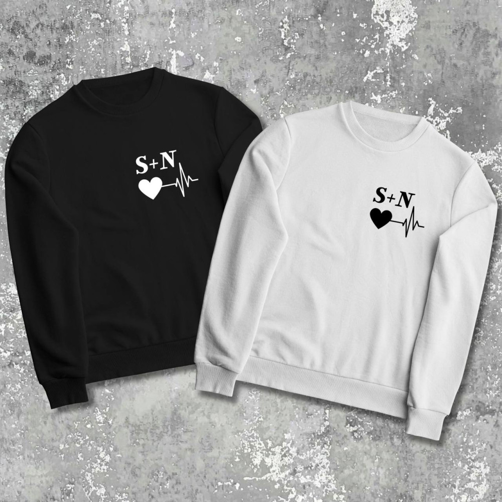 Парные свитшоты с принтом - Love!