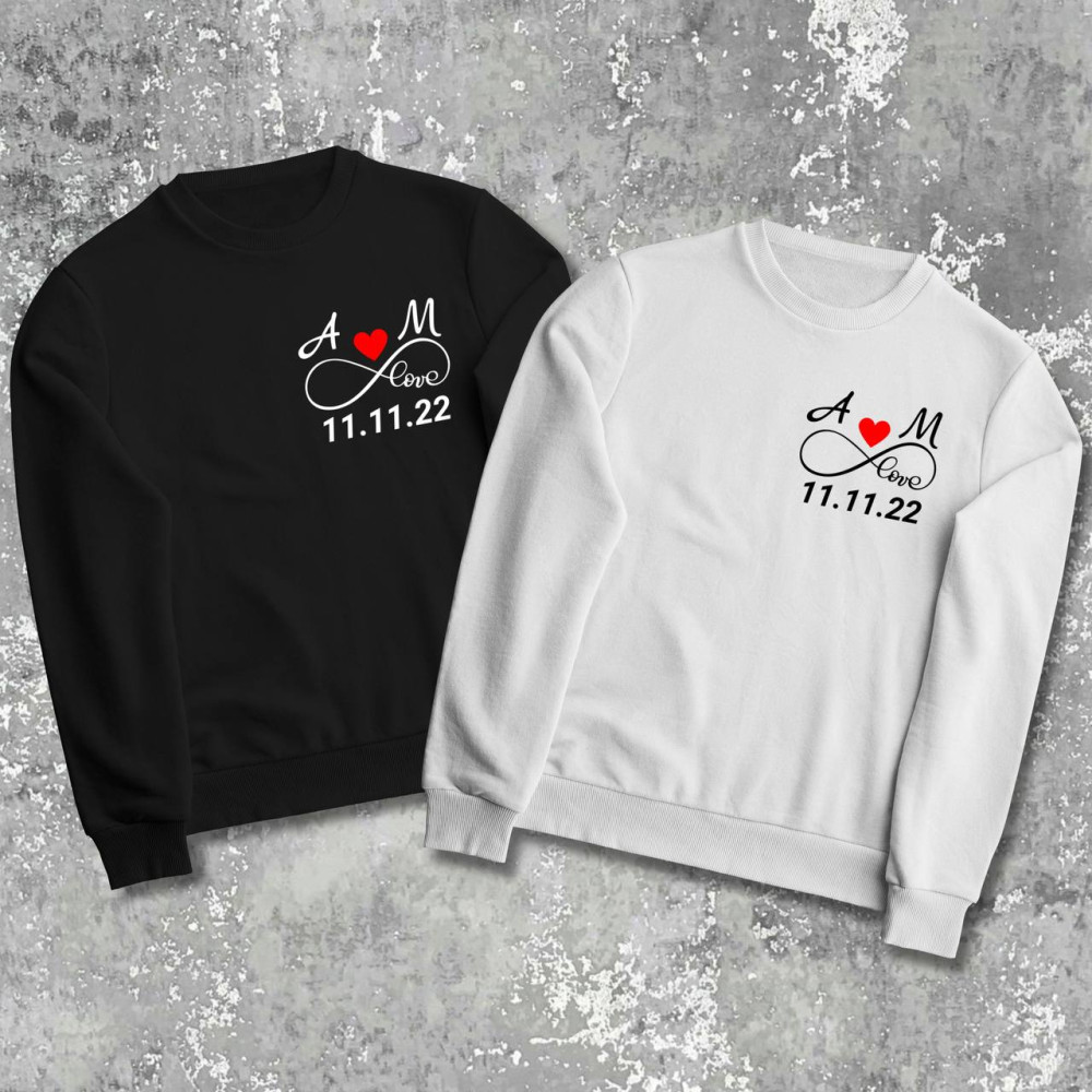 Парные свитшоты с принтом - Love!