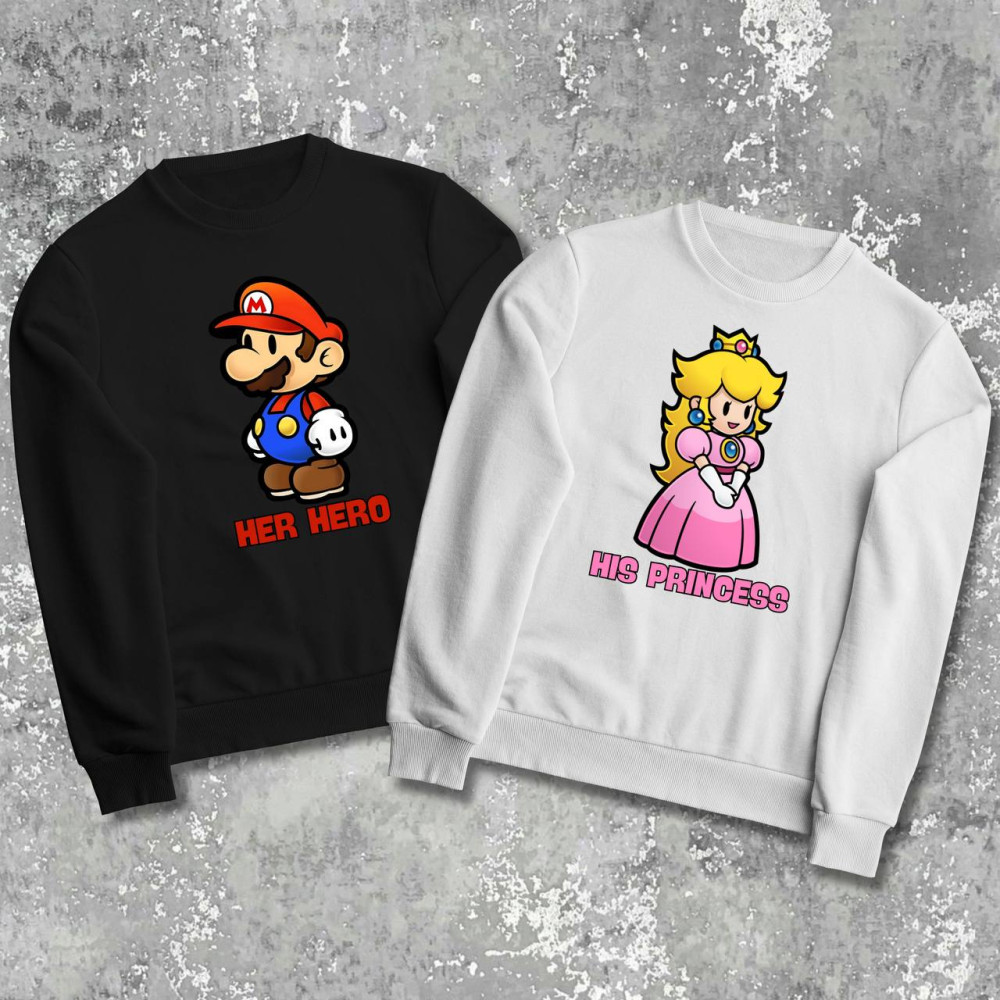 Парні світшоти з принтом - Her hero\His princess!