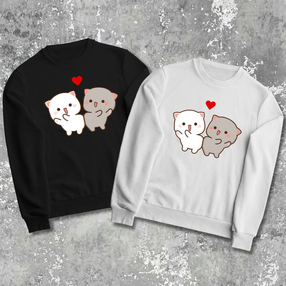 Парні світшоти з принтом -  Котики!