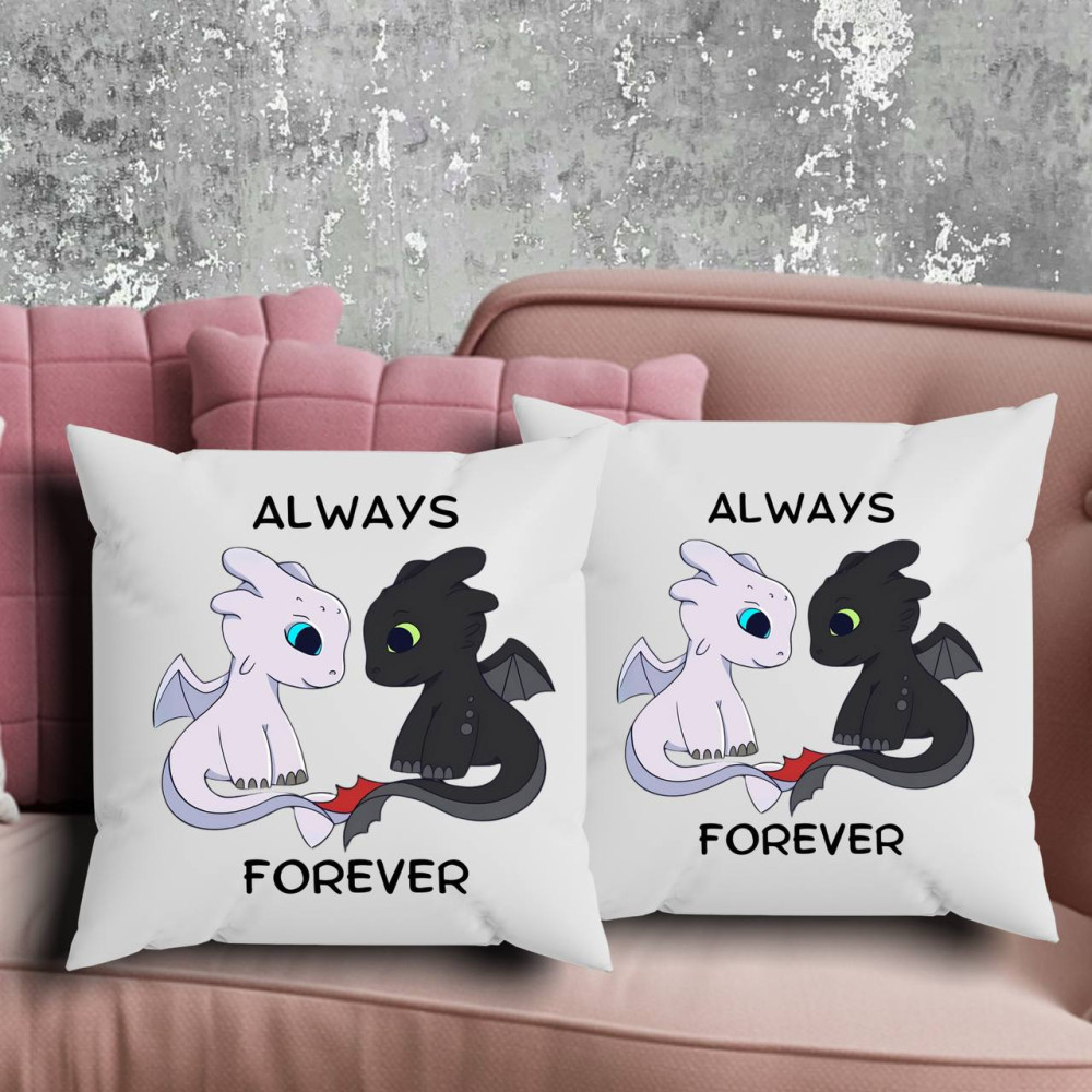 Парні подушки з принтом - Always forever!