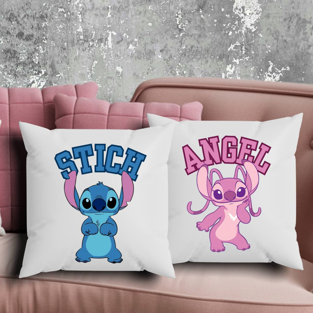 Парные подушки с принтом - Stich\Angel!