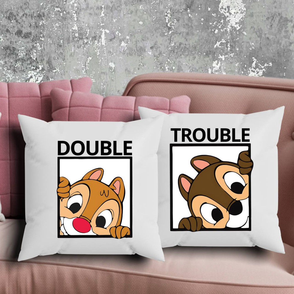 Парні подушки з принтом - DOUBLE\TROUBLE!