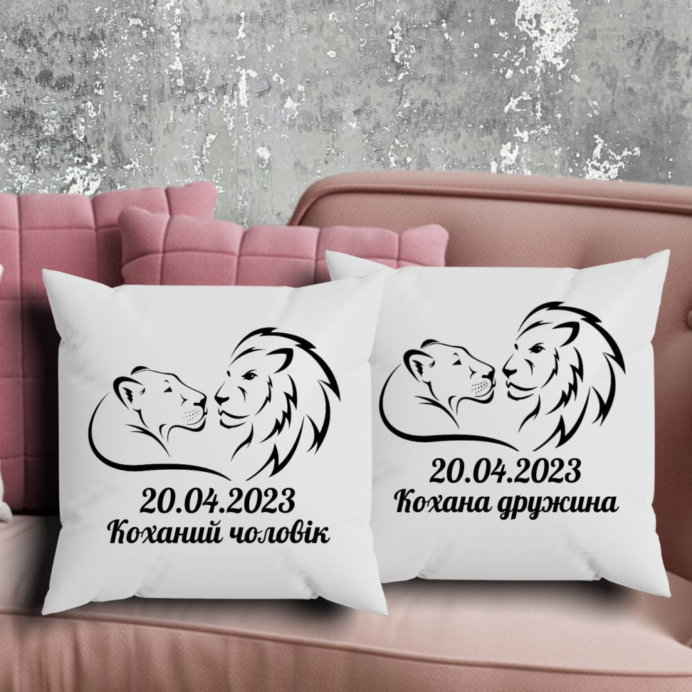 Парні подушки з принтом -  Коханий чоловік\Кохана жінка!