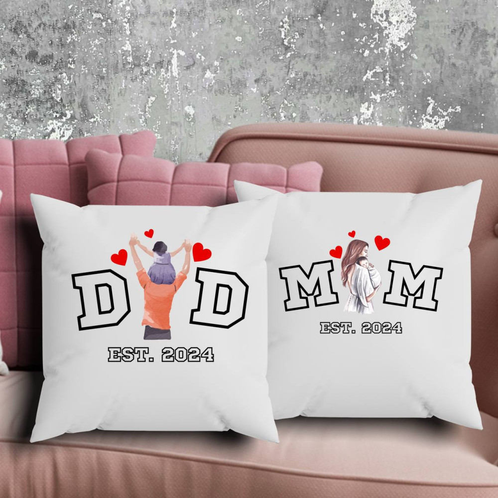 Парні подушки з принтом - Dad\Mom!