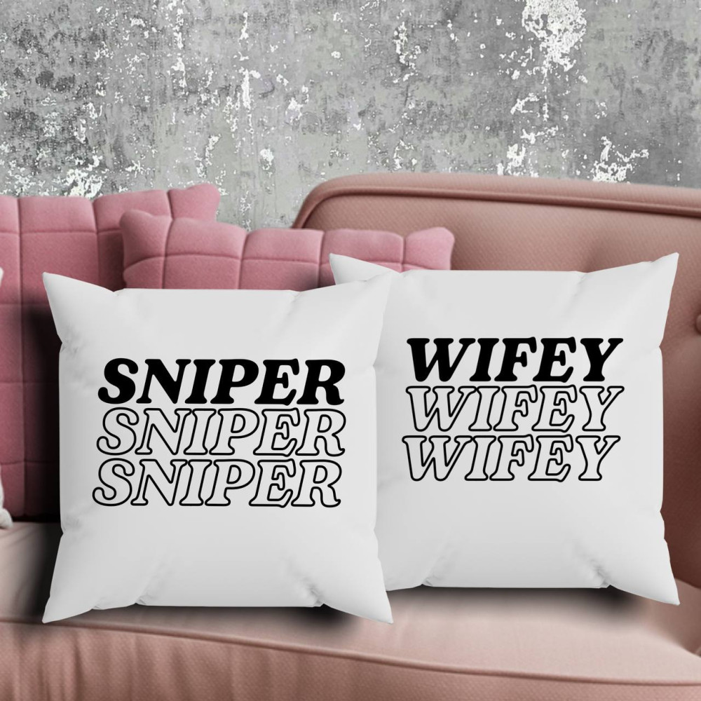 Парні подушки з принтом - Sniper\Wifey!