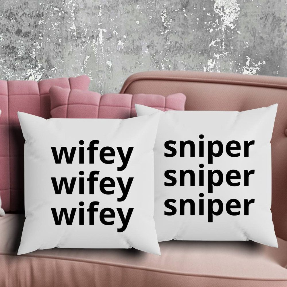 Парні подушки з принтом - Wifey\Sniper!