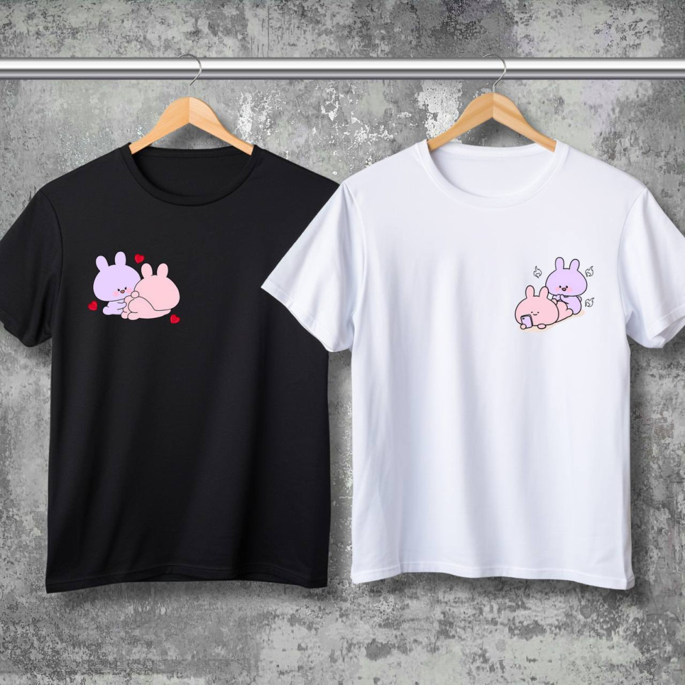 Парні футболки з принтом -  Love!