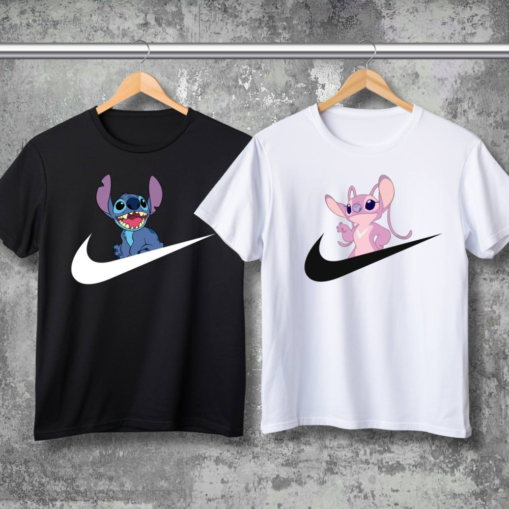 Парні футболки з принтом -  Stich\Angel!
