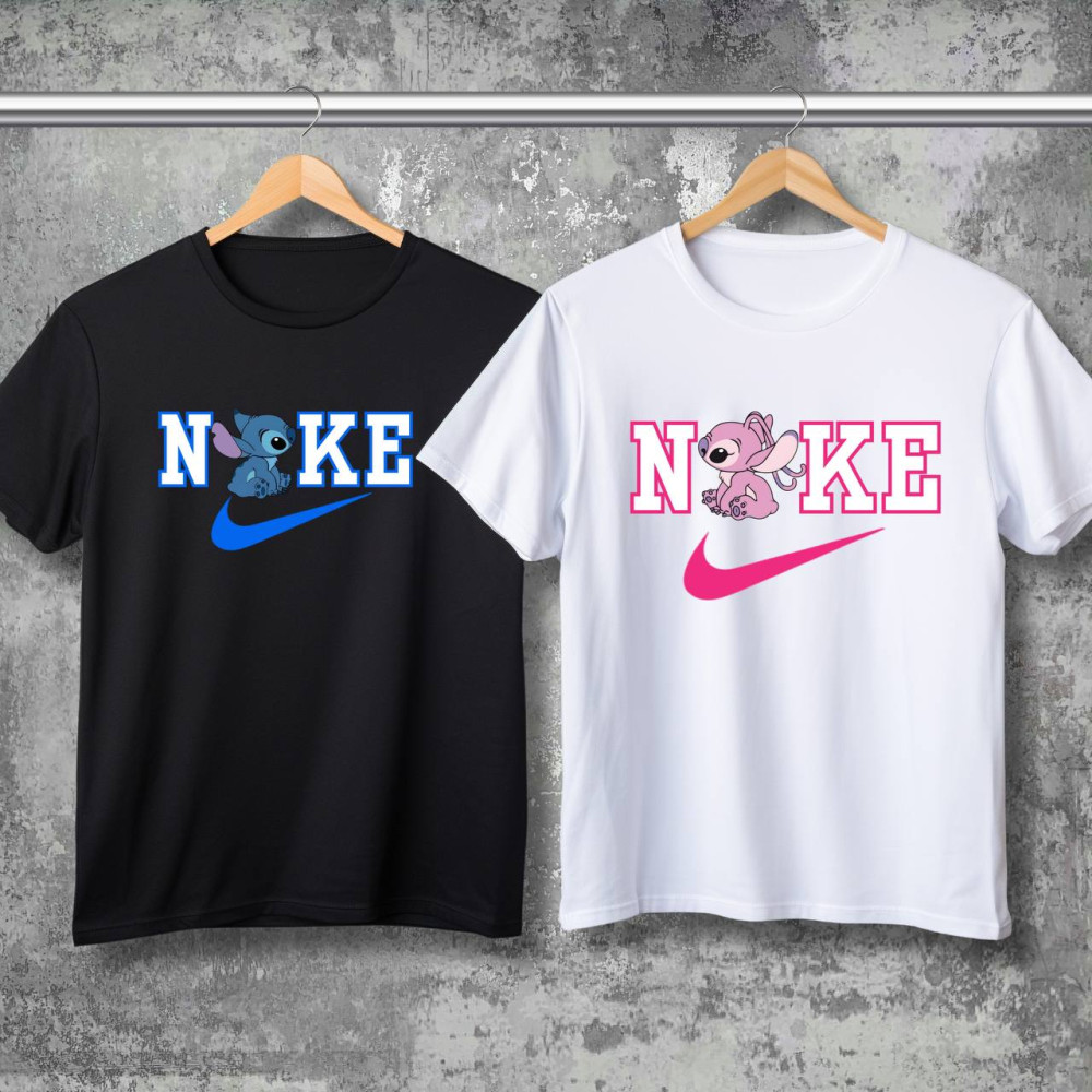 Парні футболки з принтом -  Stich\Angel!