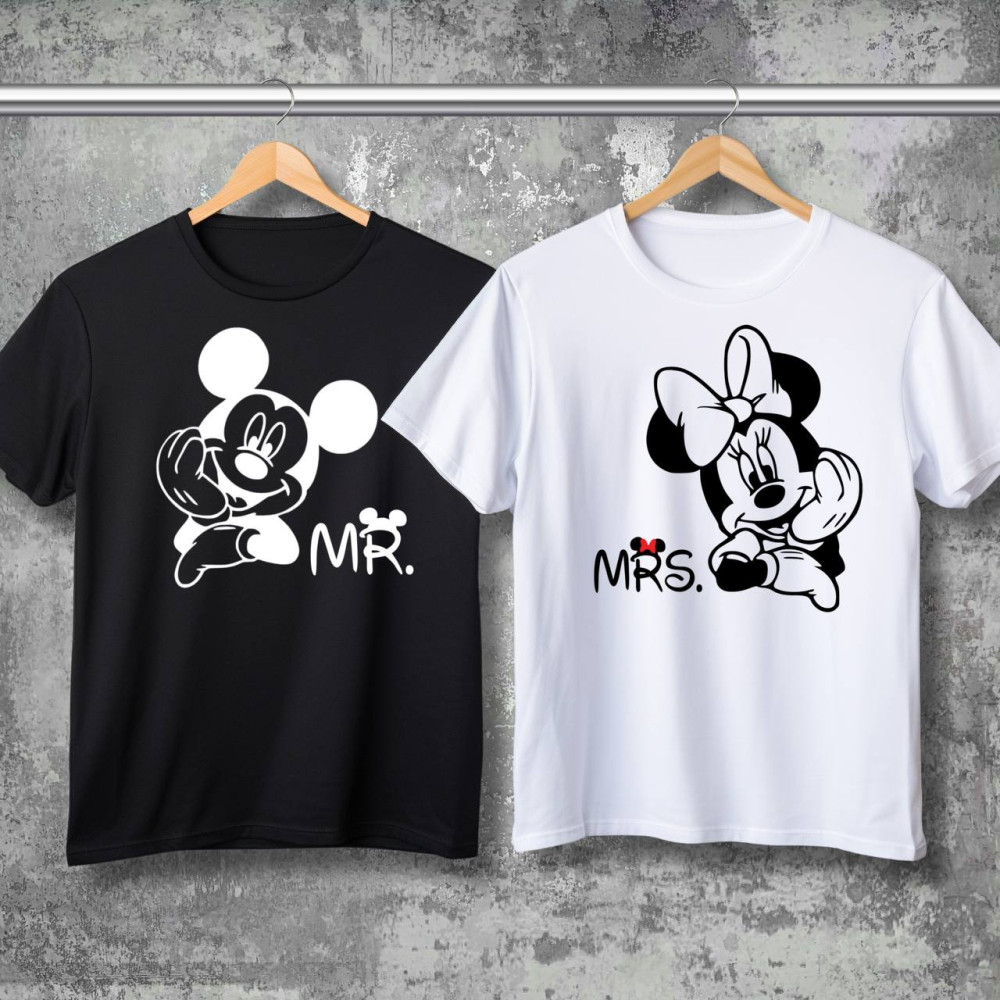 Парні футболки з принтом -  Mr\Mrs!