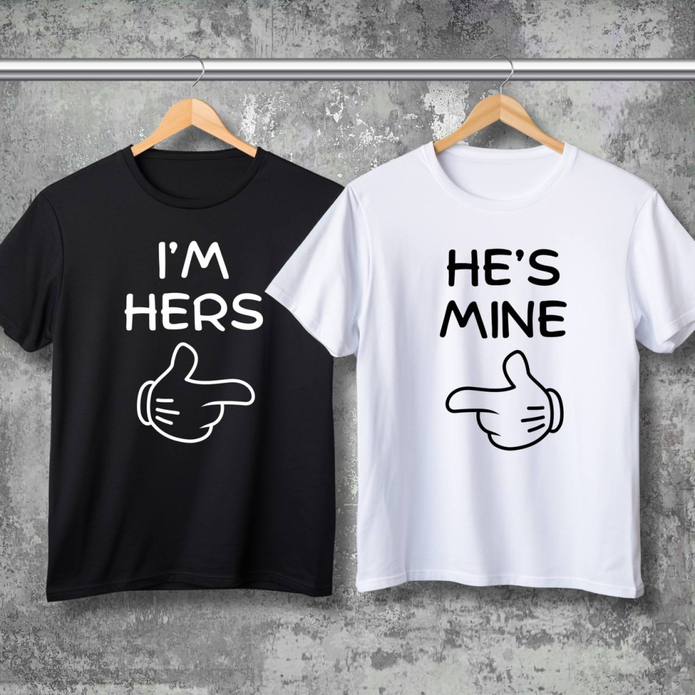 Парні футболки з принтом - I`M HERS\HE`S MINE!