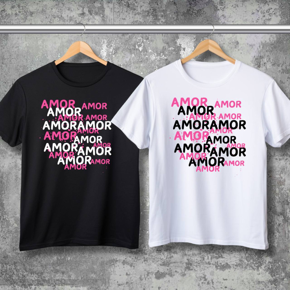 Парні футболки з принтом - Amor!