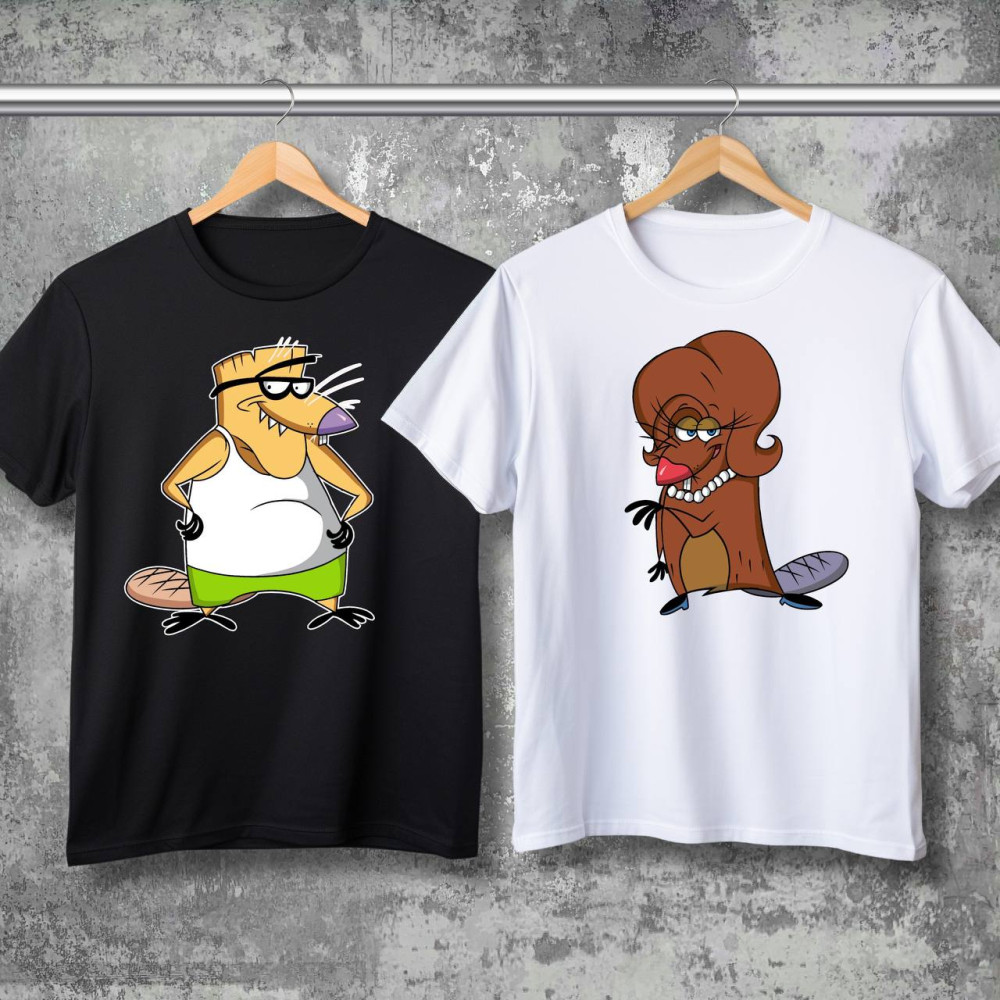 Парні футболки з принтом -  Бобри!