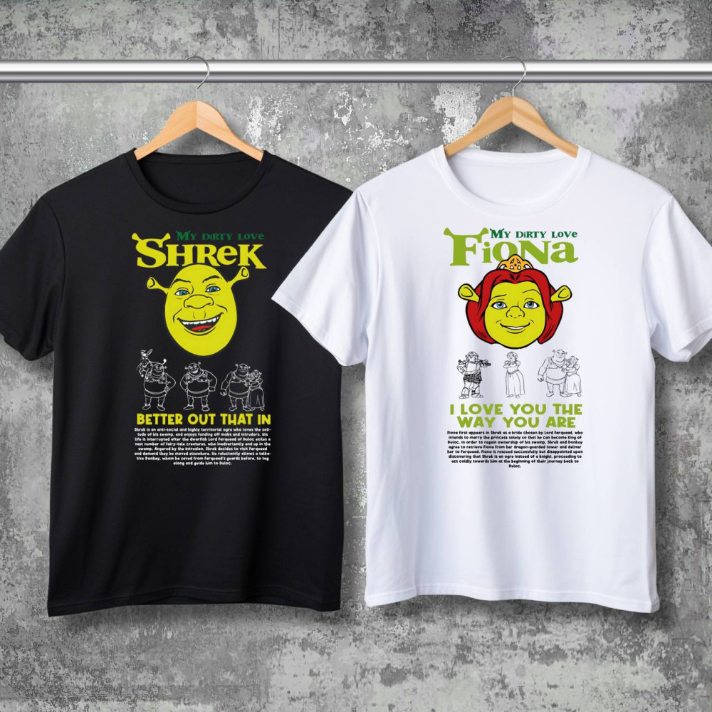 Парні футболки з принтом -  Фіона\Шрек!