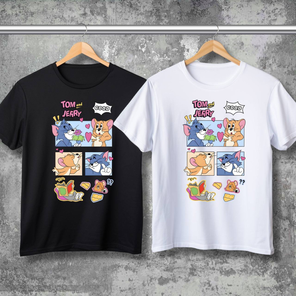 Парні футболки з принтом -  Tom and Jerry!