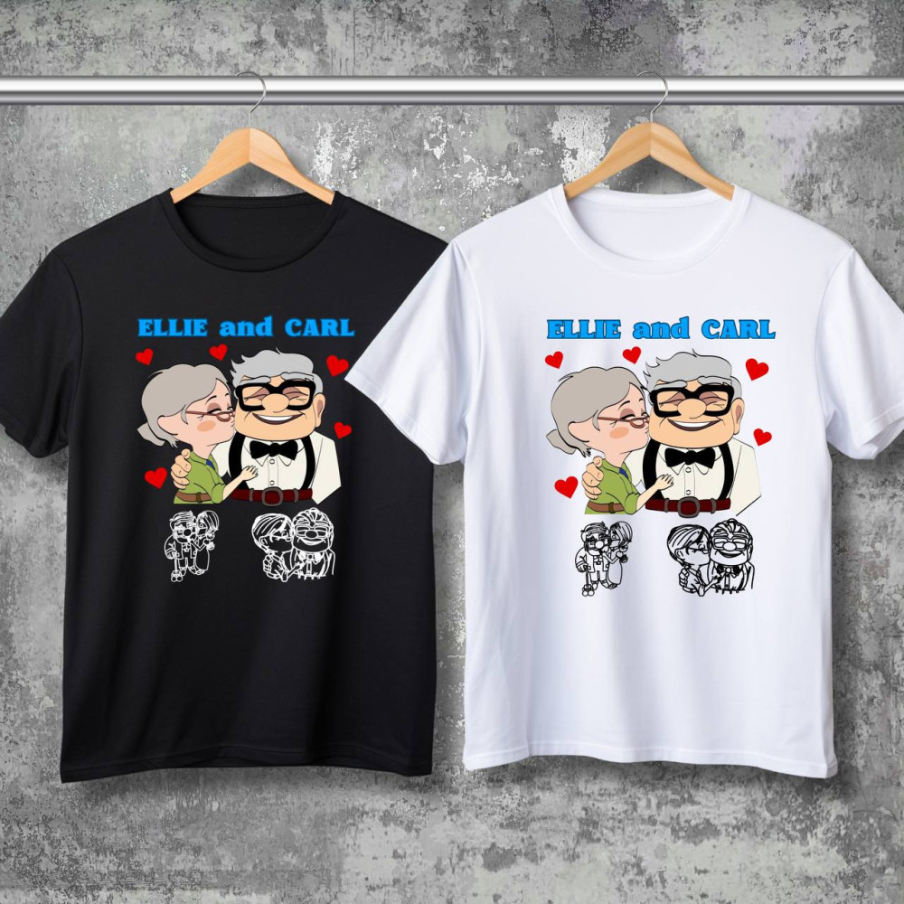 Парні футболки з принтом -  Ellie and Carl!