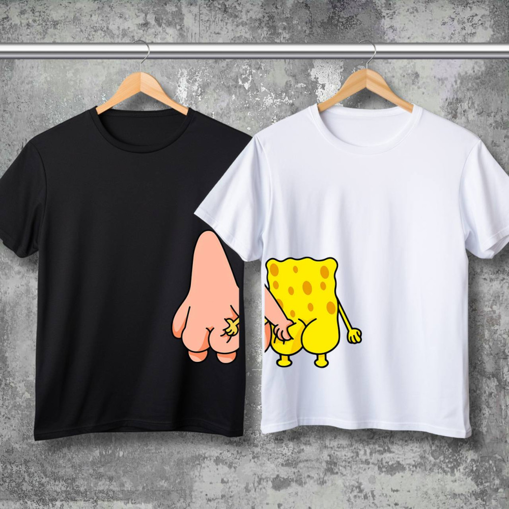 Парні футболки з принтом -  Губка Боб\Патрік!