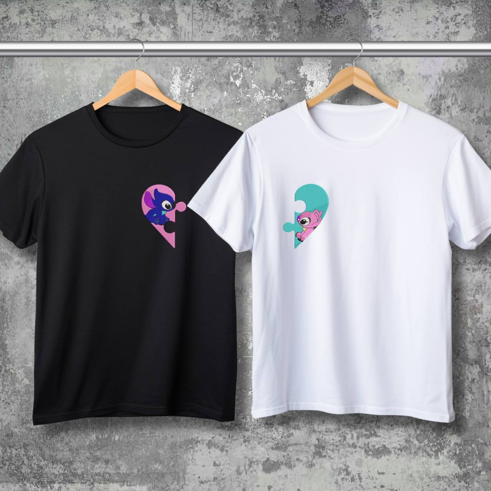 Парні футболки з принтом -  Stich\Angel!