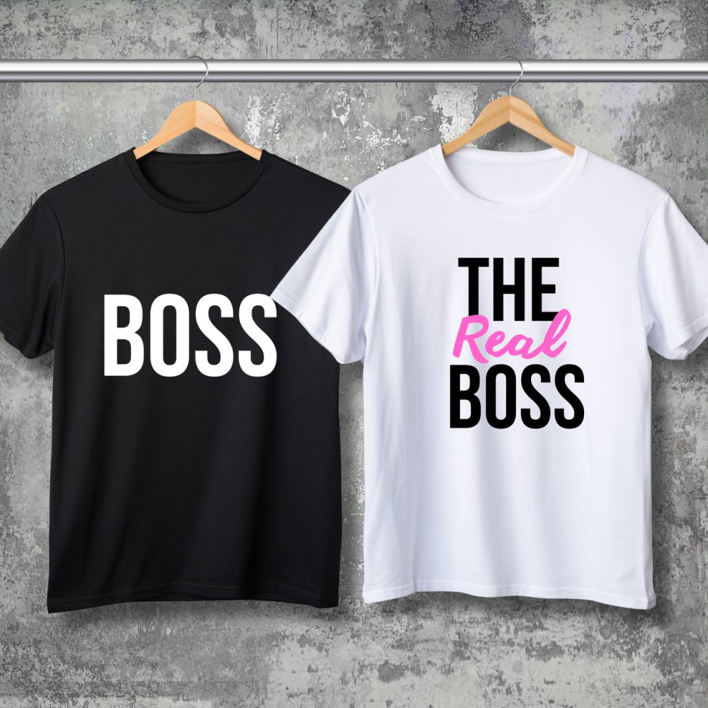 Парні футболки з принтом - Boss!