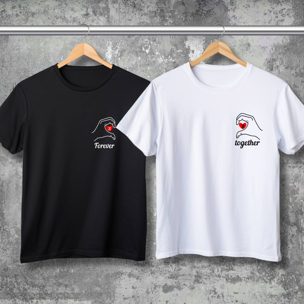 Парні футболки з принтом - Forever\together!