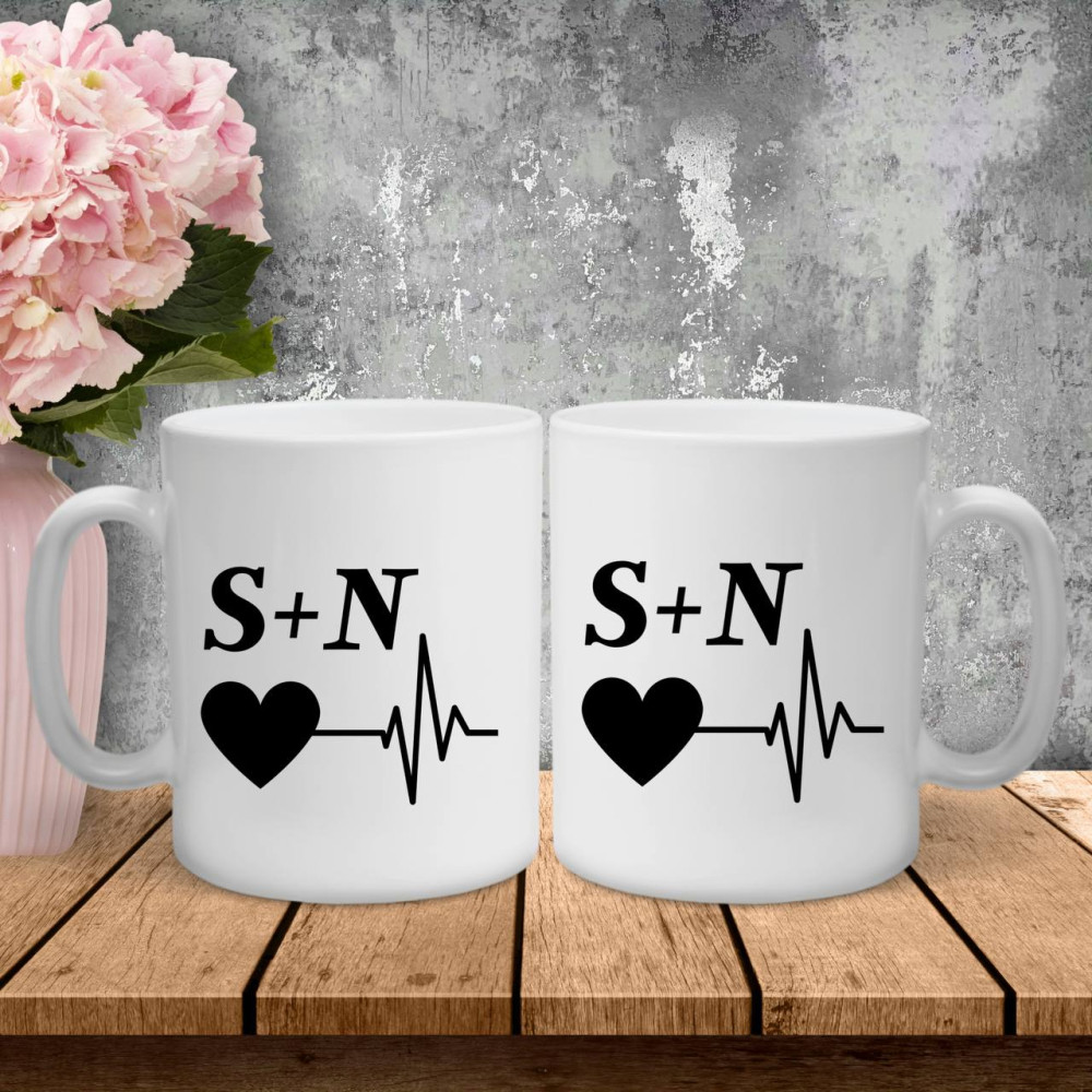 Парні чашки з принтом -  Ініціали 