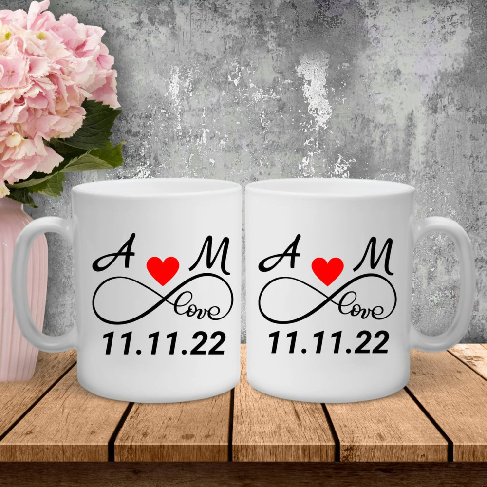 Парні чашки з принтом -  Ініціали 