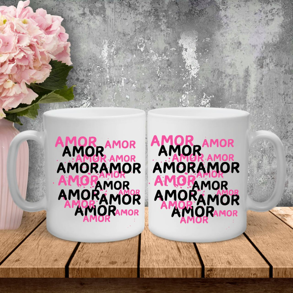 Парні чашки з принтом - Amor!