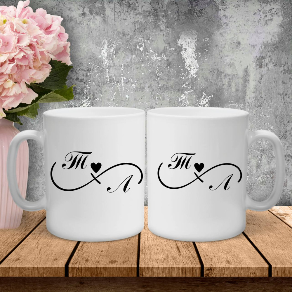 Парні чашки з принтом -  Ініціали 