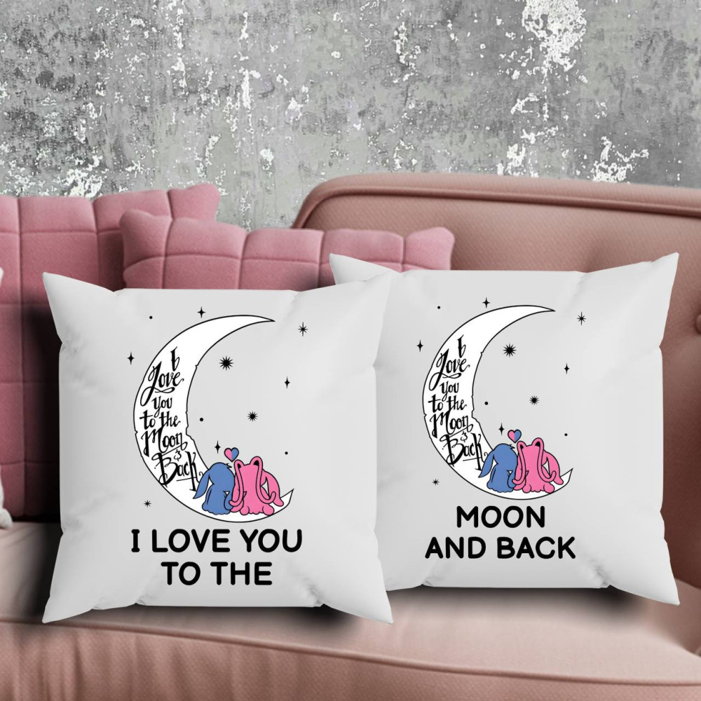 Парні подушки з принтом - I love you to the moon and back!