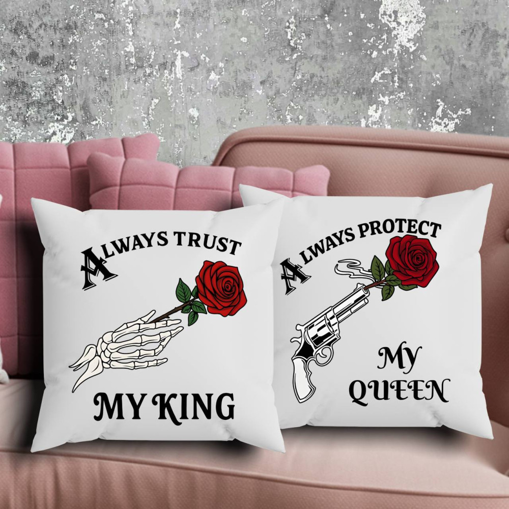 Парні подушки з принтом - My King\My Queen!