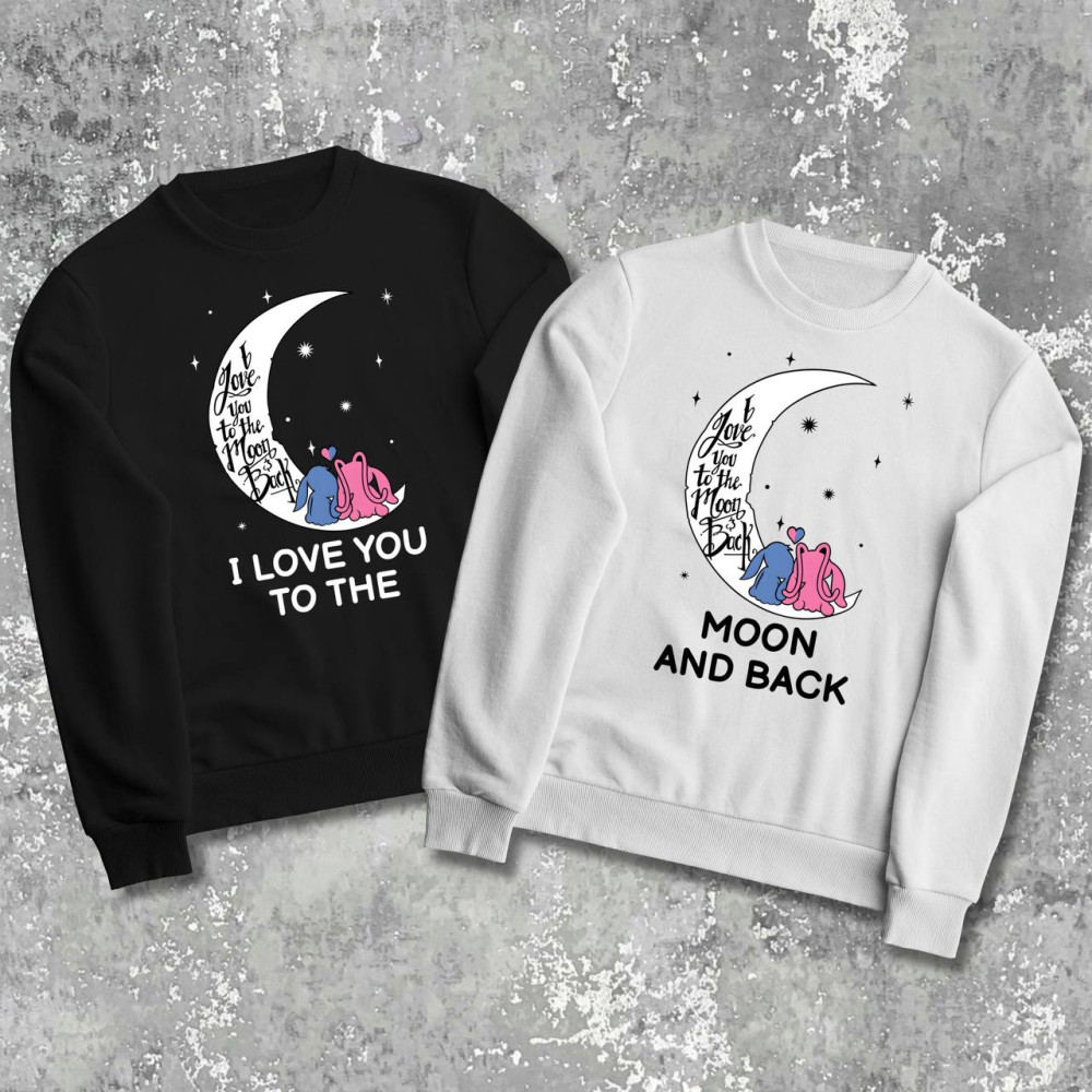 Парні світшоти з принтом -  I love you to the moon and back!