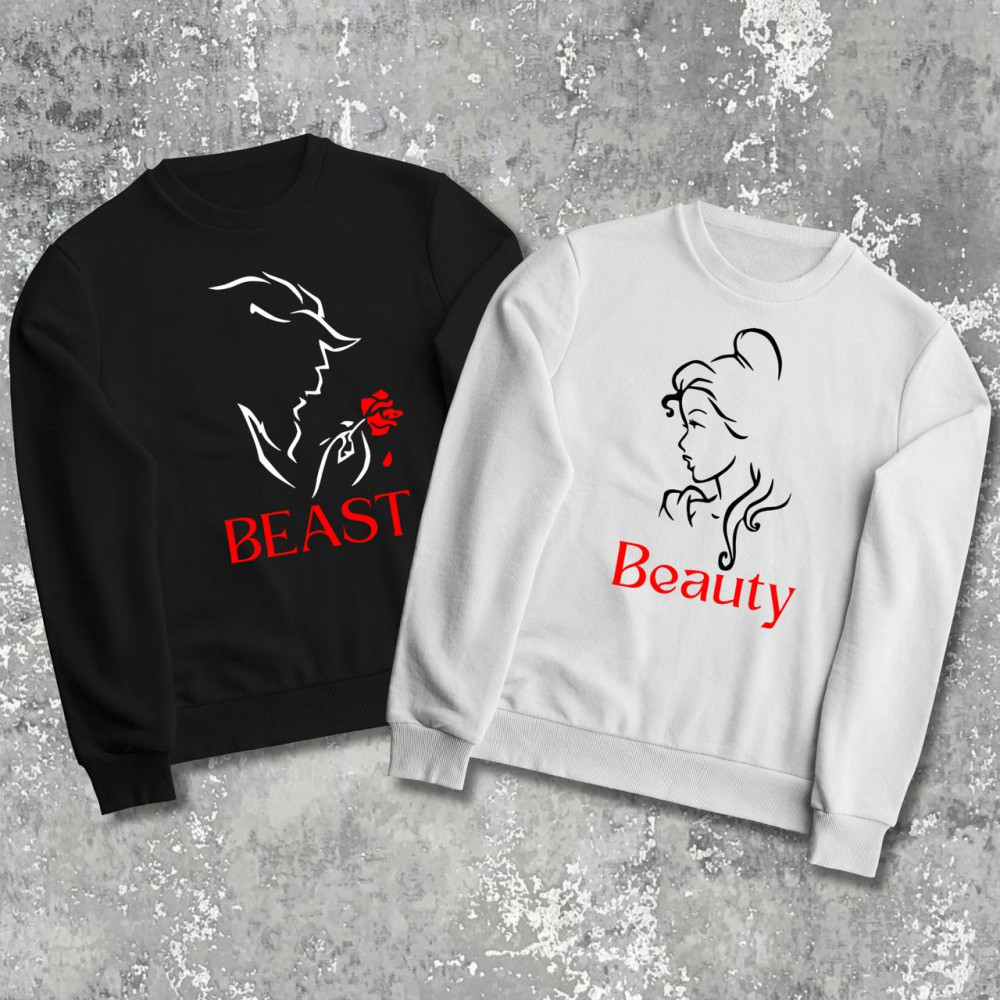 Парні світшоти з принтом - Beast\Beauty!