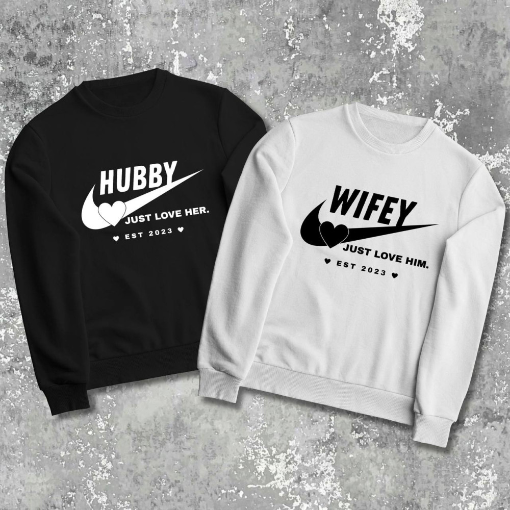 Парные свитшоты с принтом - Hubby\Wifey!