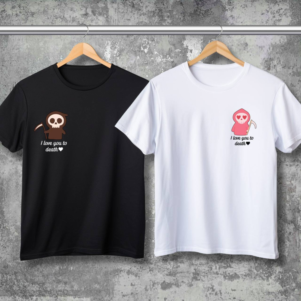 Парні футболки з принтом - I love you to death!
