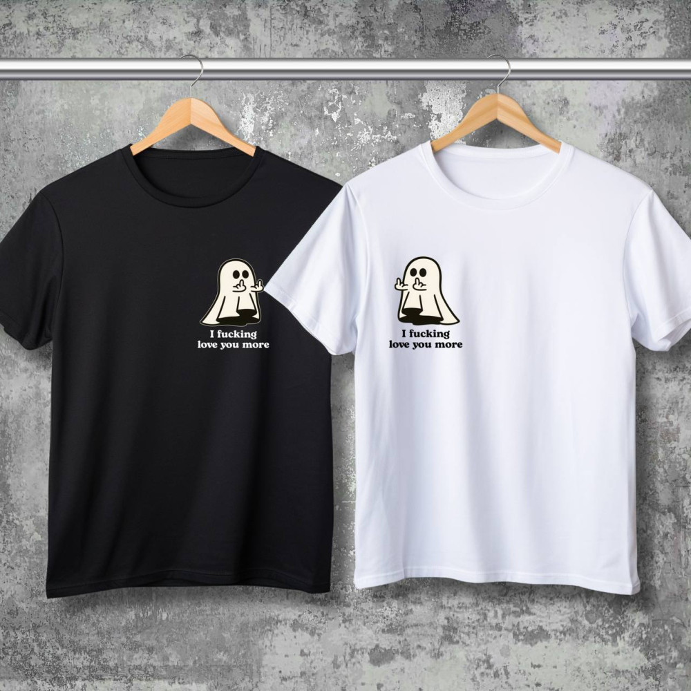 Парні футболки з принтом - I fucking love you more!