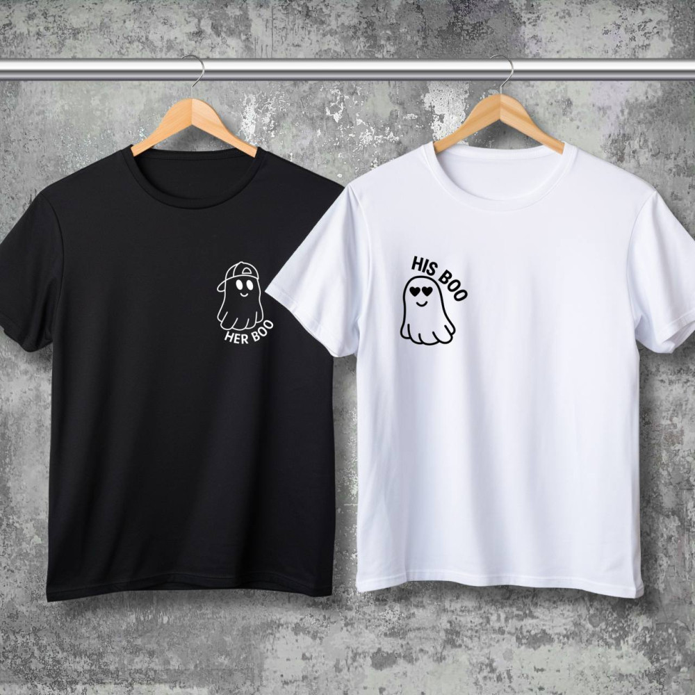 Парні футболки з принтом - Her Boo\His Boo!