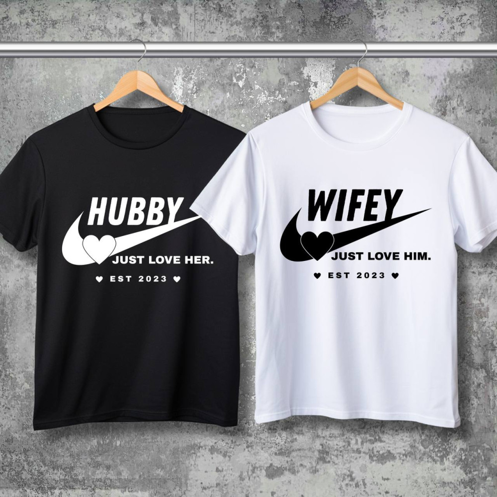 Парні футболки з принтом - Hubby\Wifey!