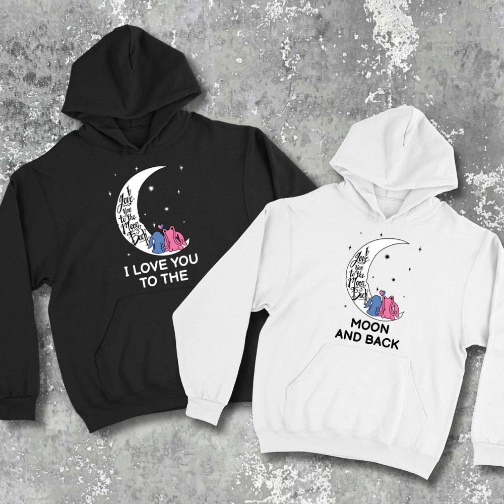 Парные худи с принтом - I love you to the moon and back!