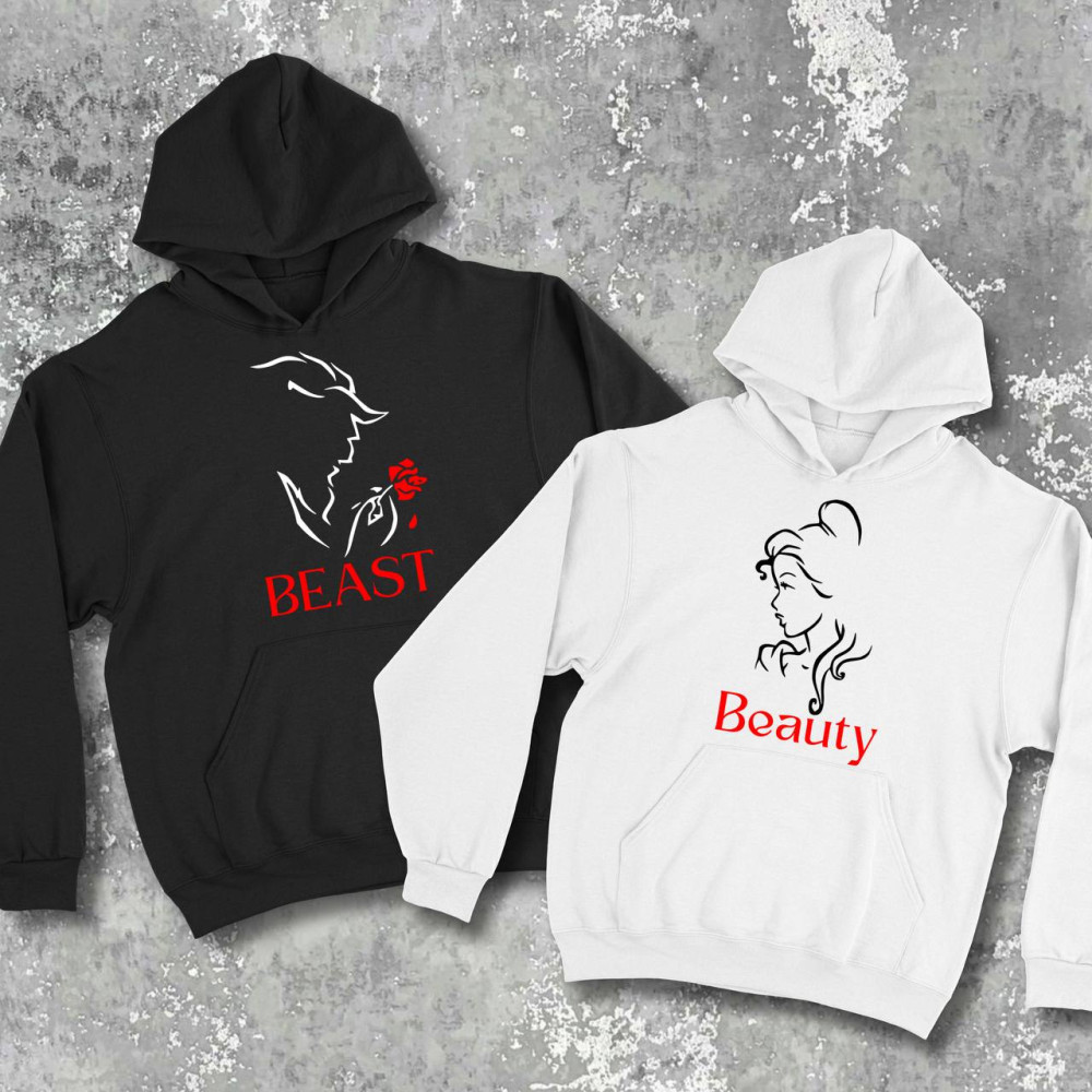 Парні худі з принтом - Beast\Beauty!