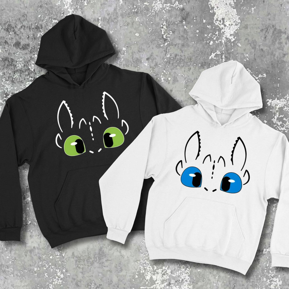 Парні худі з принтом -  Беззубик\Фурія!