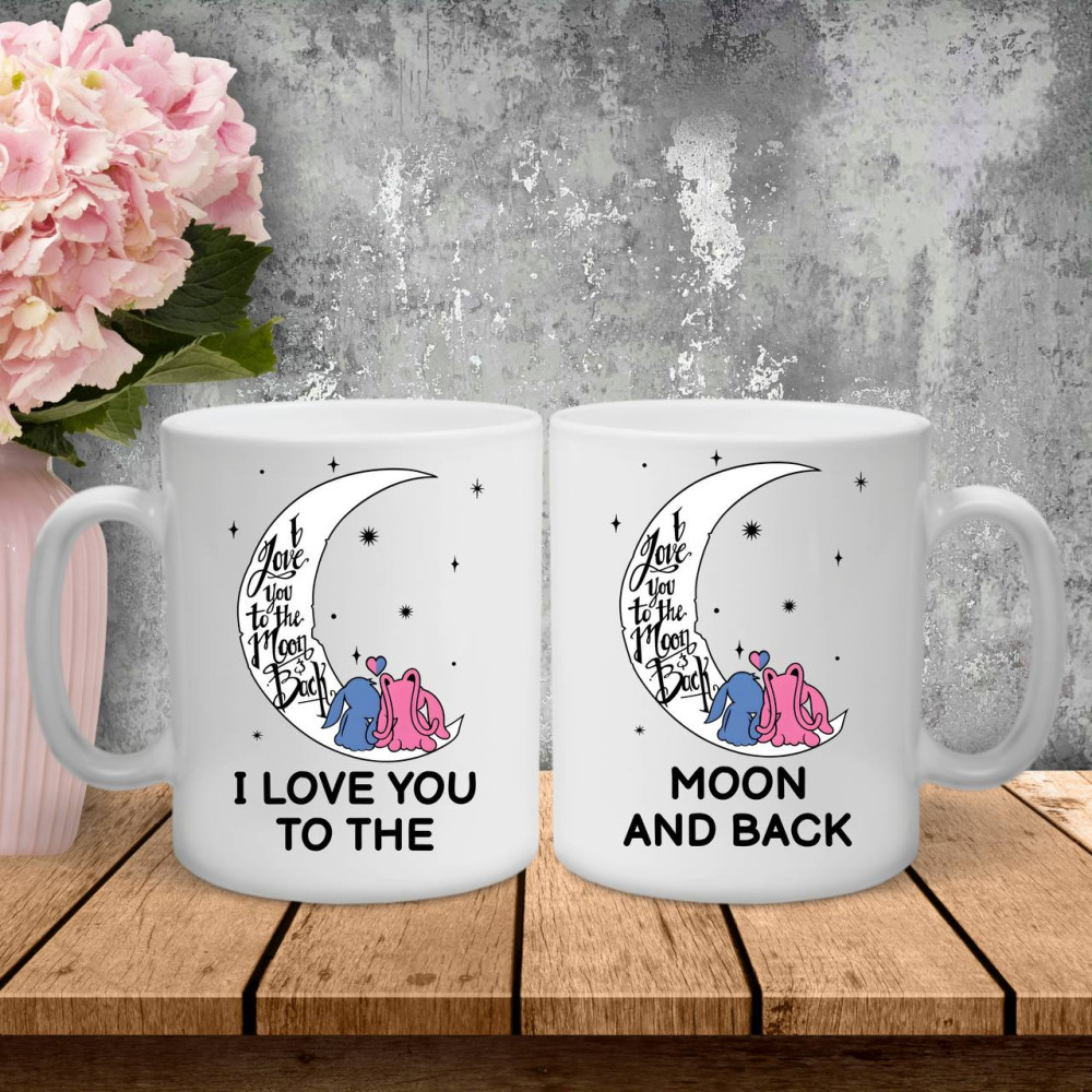 Парные чашки с принтом – I love you to the moon and back!