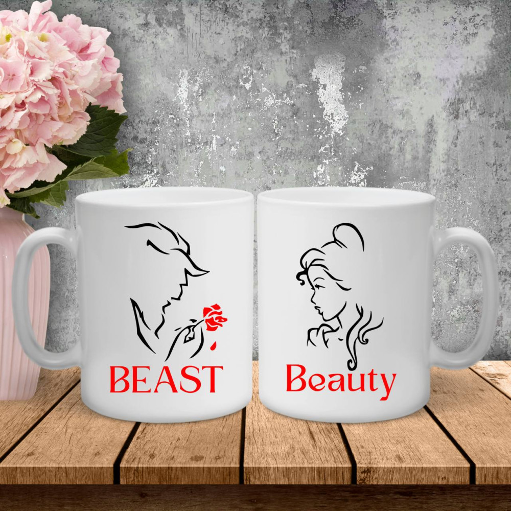 Парні чашки з принтом - Beast\Beauty!