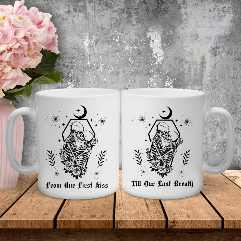 Парные чашки с принтом – From our first kiss!