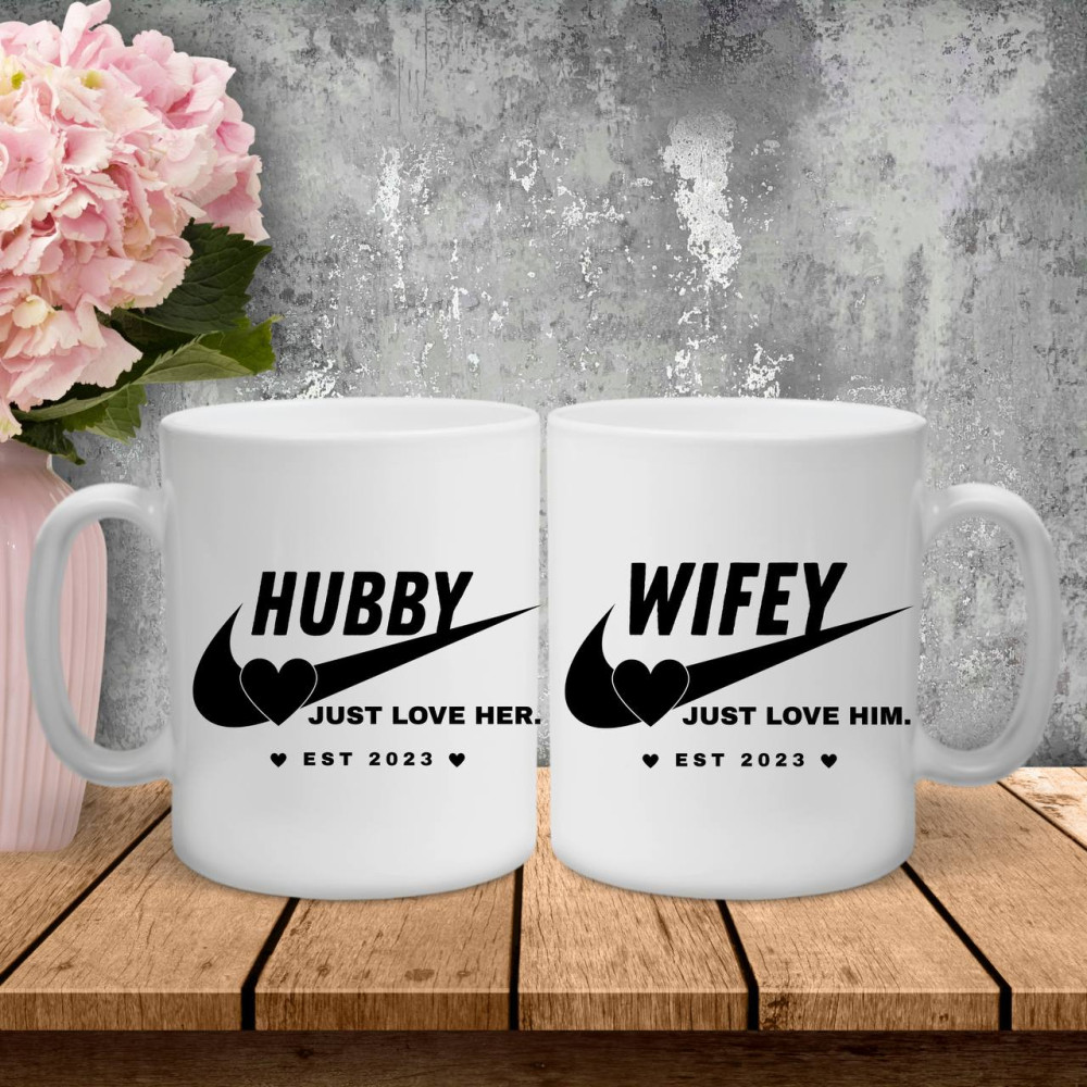 Парные чашки с принтом – Hubby\Wifey!