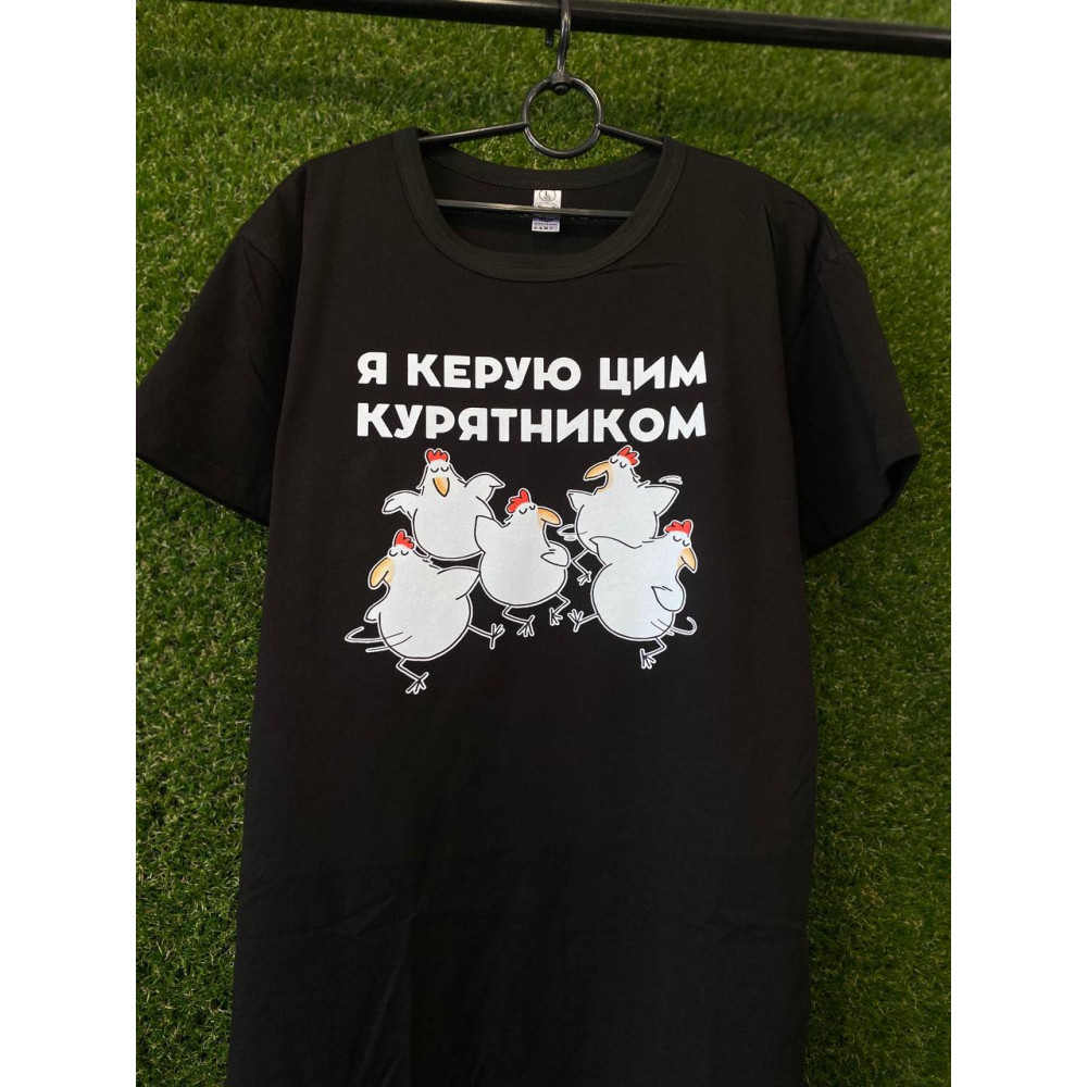 Жіноча футболка з принтом "Курятник" ХХL, чорний