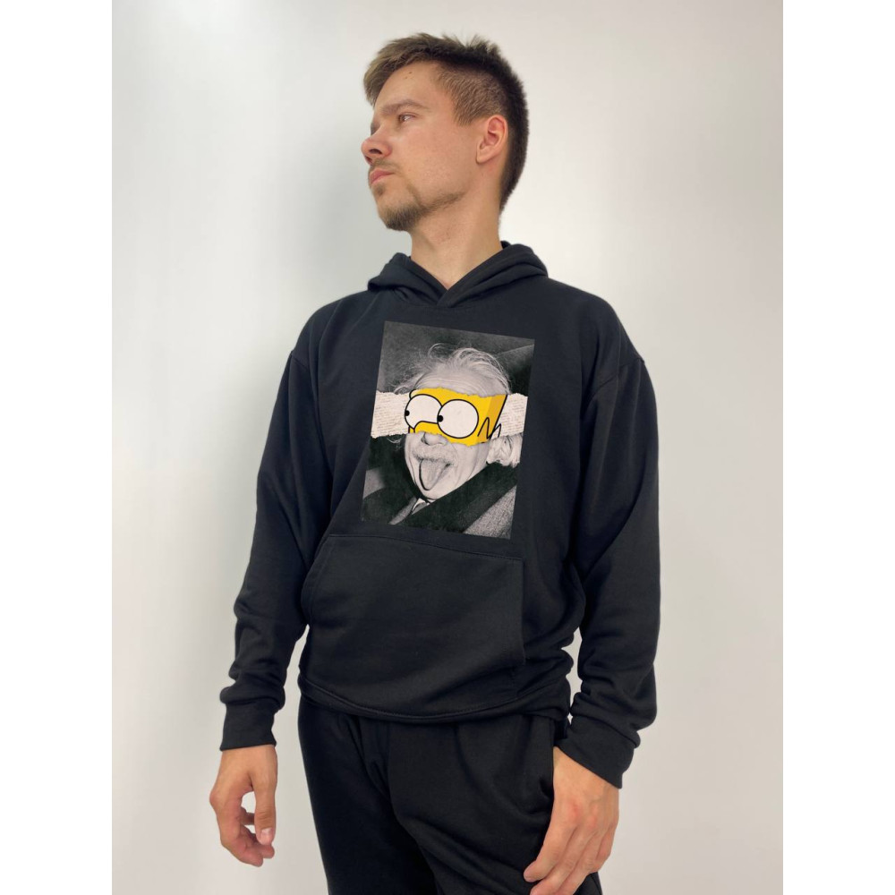 Чоловічий худі без флісу з принтом "Енштейн" Oversize XL\2XL, Чорний (746)